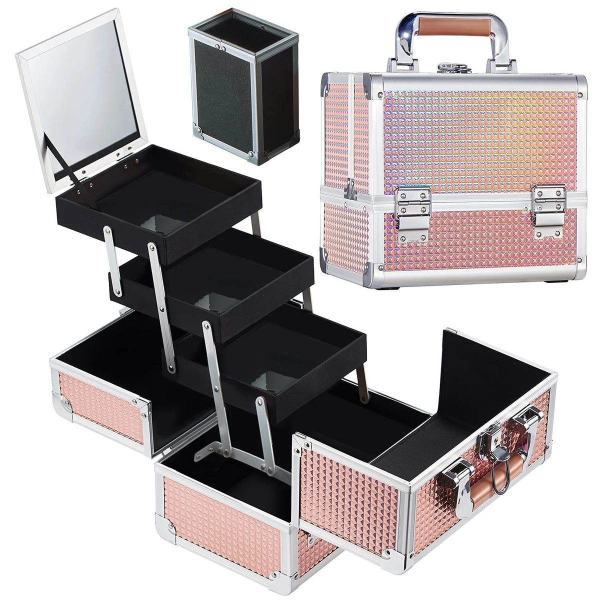 Makeup Box with Mirror Travel Organiser