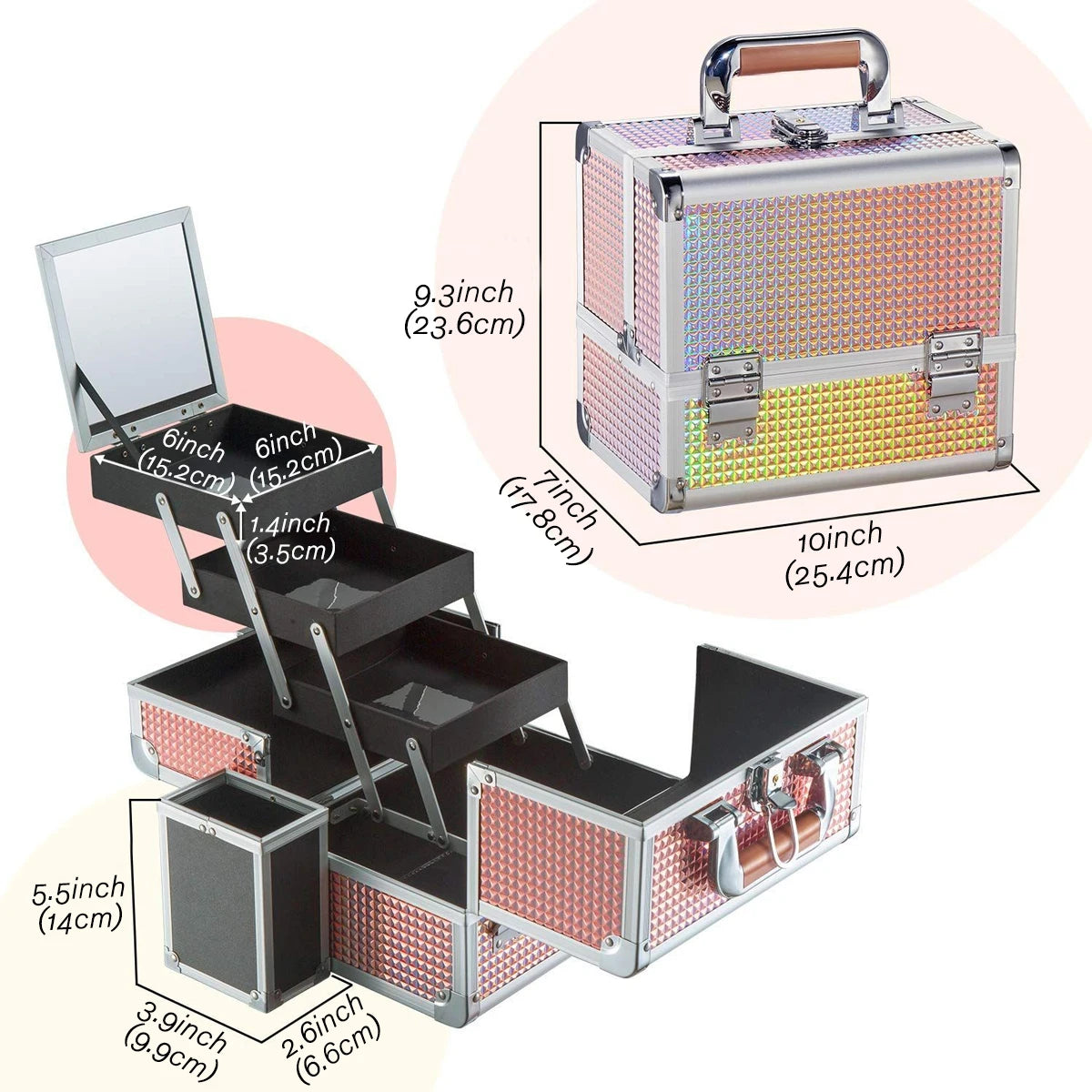 Makeup Box with Mirror Travel Organiser